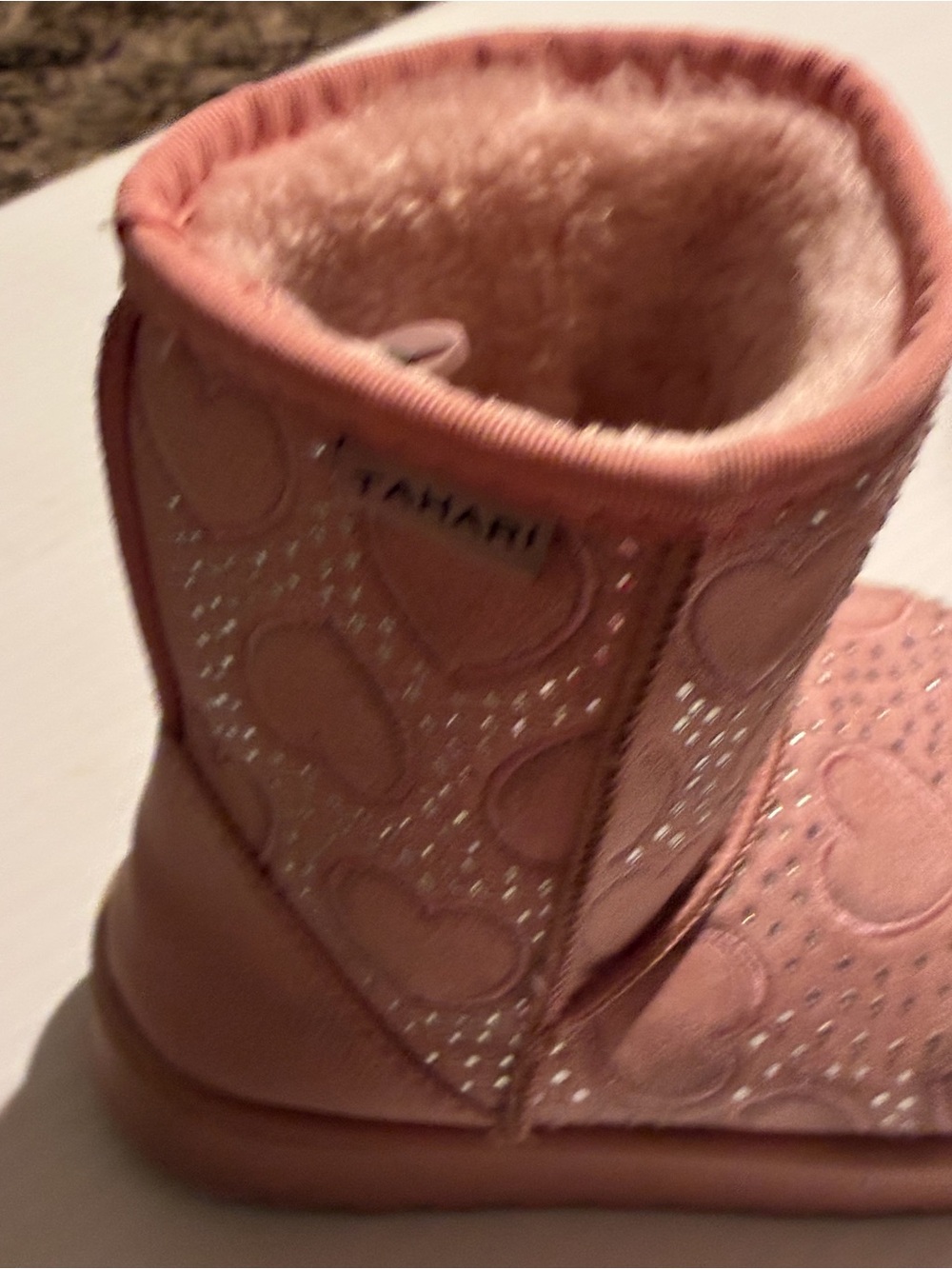 Tahari Girls Pink Heart Faux-Fur Winter Boots